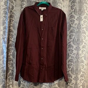 Old Navy Red Dress Shirt Long-Sleeved Button-Up